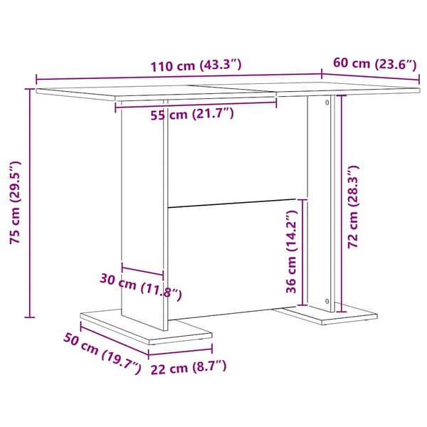 Matbord 110 x 60 x 75 cm Konstruerat trä Artisan Ek Rektangulär