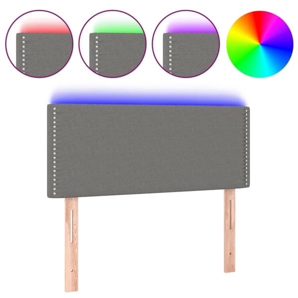 Sänggavel LED mörkgrå 100x5x78/88 cm tyg