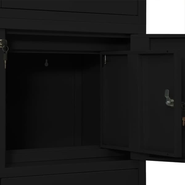 Dokumentskåp svart 90x40x180 cm stål