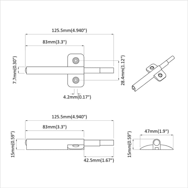 Mjukstängande Dämpare 2 pcs Grå 125 x 47 x 15 mm PP