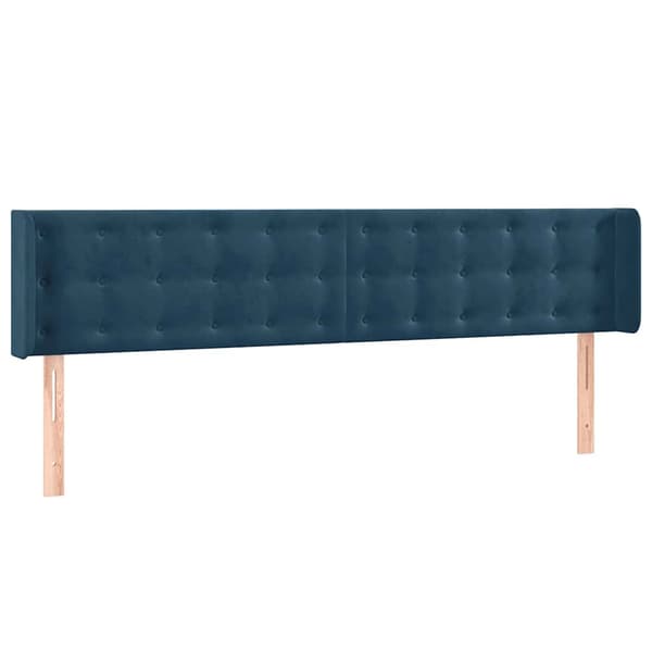 Sänggavel LED mörkblå 203x16x78/88 cm sammet