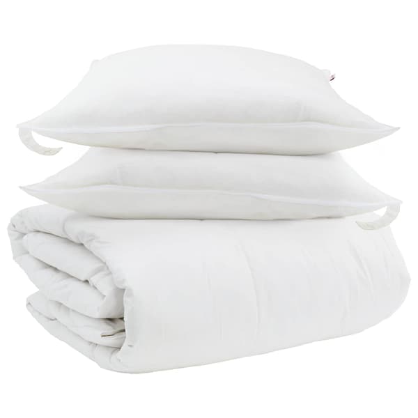 Täckeset med kudde 3 pcs Vit Dunfjäder