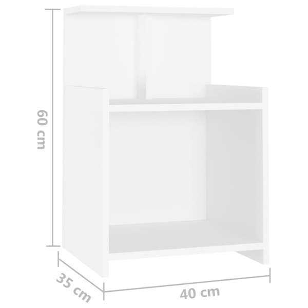 Sängbord 2 st vit 40x35x60 cm konstruerat trä