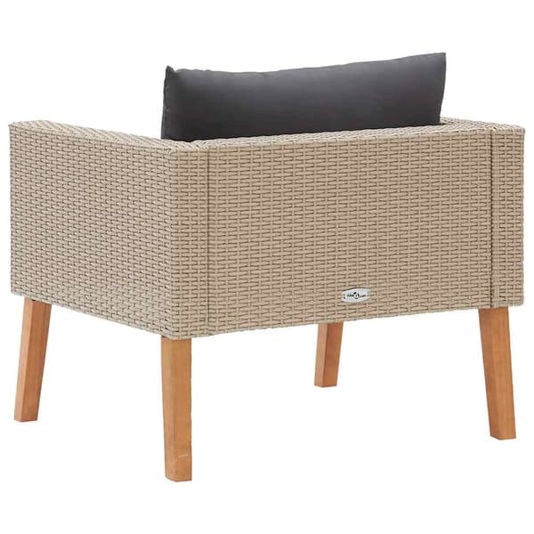Trädgårdsfåtölj med dynor konstrotting beige