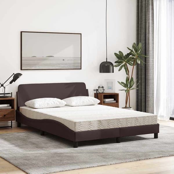 Bed with Mattress "Dover" Dark Brown 120x200 cm Fabric