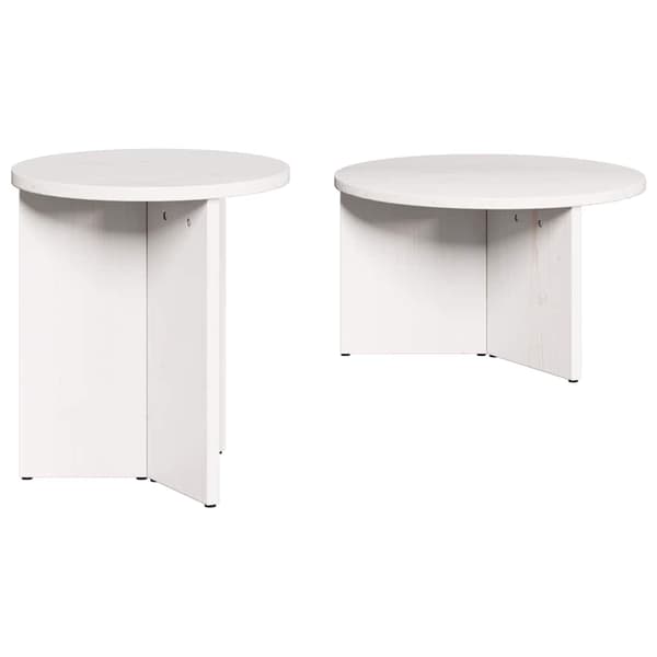 Kaffeebord 2 pcs Vit Massivt tallträ