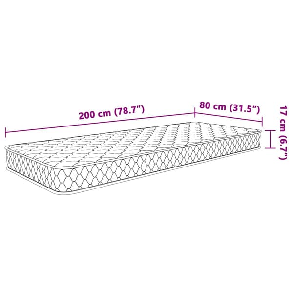 Memoryskummadrass vit 80x200x17 cm mjuk