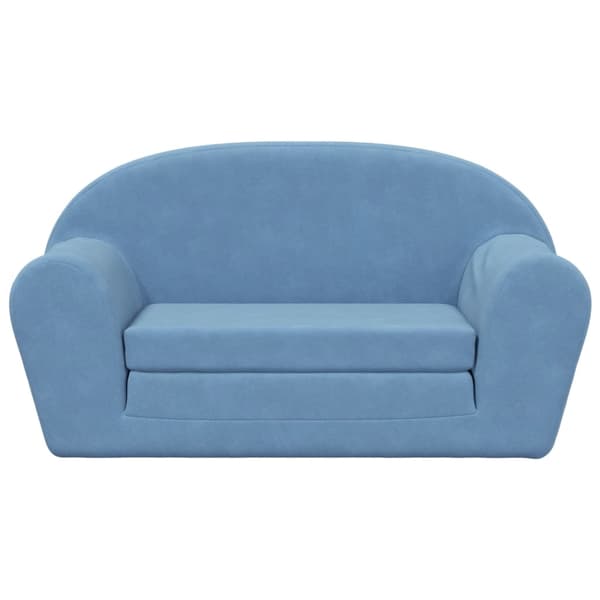 Bäddsoffa för barn 2-sits blå mjuk plysch