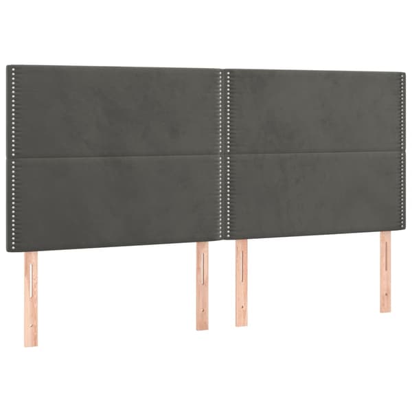 Sänggavel LED mörkgrå 200x5x118/128 cm sammet