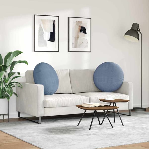 Sittkuddar 2 pcs Blå Ø 80 cm Kordread tyg