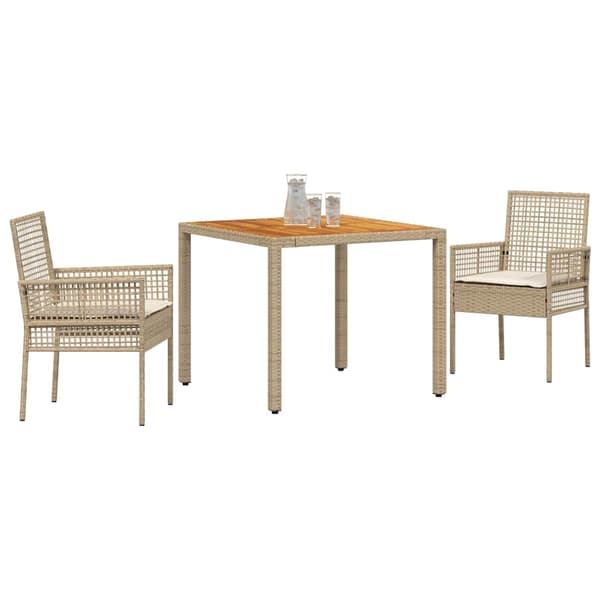 Trädgårdsmöbelset 3 pcs Beige konstrotting