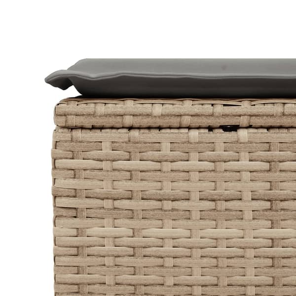Trädgårdspall med dyna beige 55x55x37 cm konstrotting