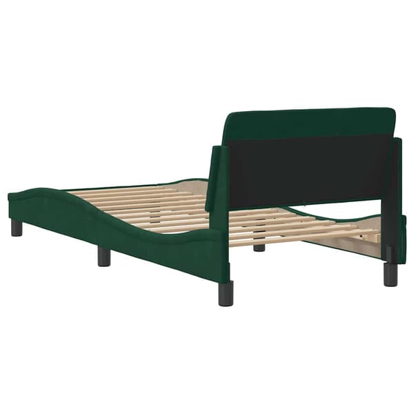 Bed Frame "Dover" Dark Green 90x200 cm Velvet