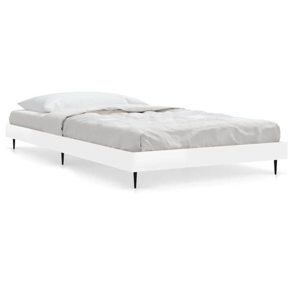 Sängram vit högglans 90x200 cm konstruerad trä