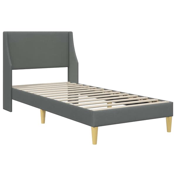 Sängram med madrass Mörkgrå 100 x 200 cm Polyester