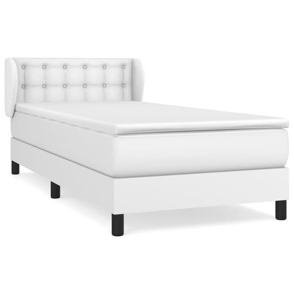 Ramsäng med madrass vit 90x190 cm konstläder