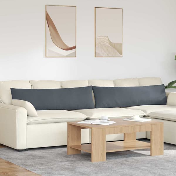 Sofakuddar 2 pcs Mörkgrå 145 x 40 cm Kordread tyg