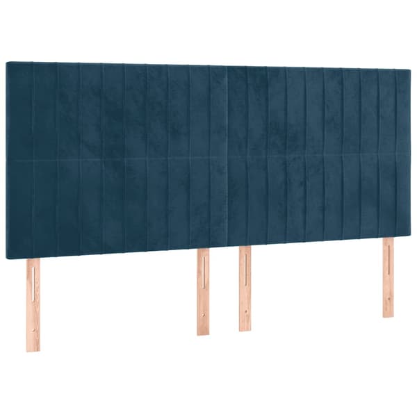 Ramsäng med madrass & LED mörkblå 180x200 cm sammet