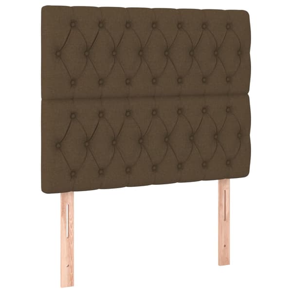 Ramsäng med madrass mörkbrun 90x190 cm tyg