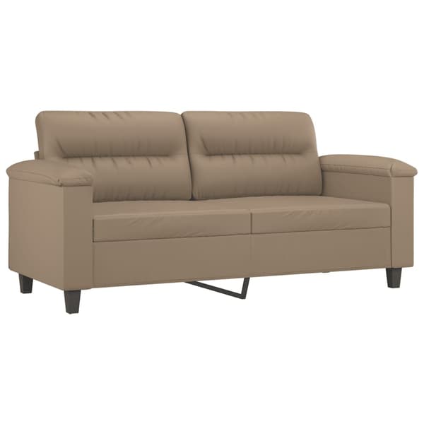 2-sits soffa med prydnadskuddar cappuccino 140 cm konstläder