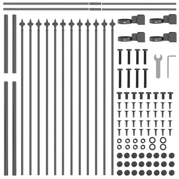 Trädgårdsstängsel 5 pcs Grå 8,5 x 1,2 m Pulverlackerad stål
