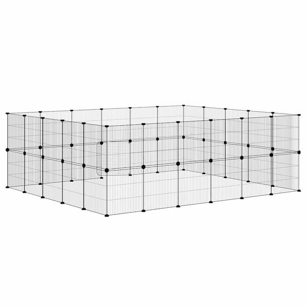 Hundgård svart 44 paneler 35x35 cm stål