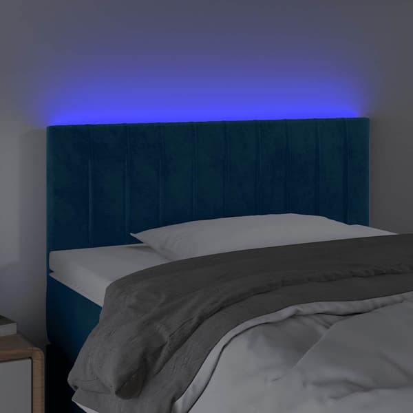 Sänggavel LED blå 100 x 5 x 78/88 cm sammet