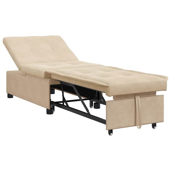 Pull Out Sofa Bed Kräm 194 x 67 x 82 cm Mikrofiber