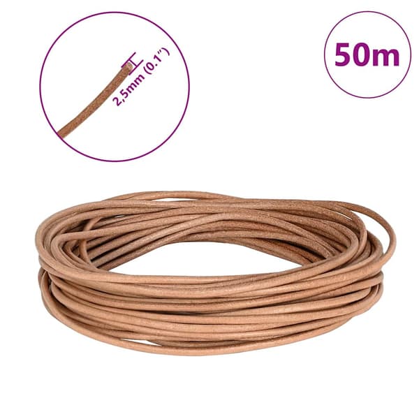 Läder Snöre 1 Brun Ø2,5 mm x 5 m Skinn