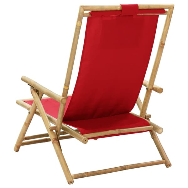 Reclinerstol röd bambu och tyg