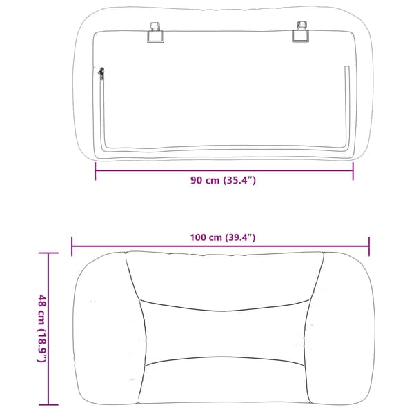 Headboard Cushion "Hvar" Black 90 cm Fabric