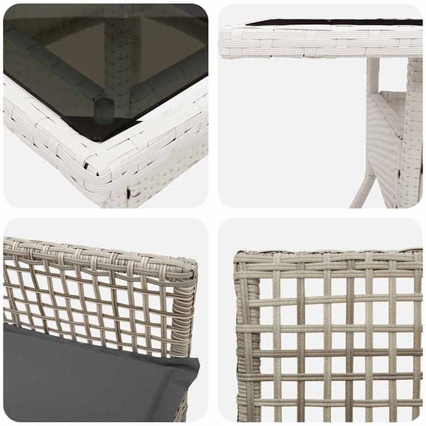 Trädgårdsmöbelset 3 pcs Ljusgrå konstrotting