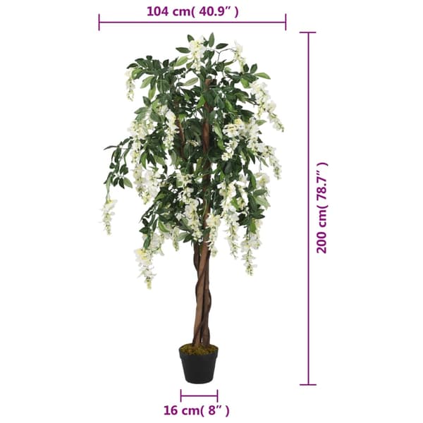 Konstväxt blåregn 1470 blad 200 cm grön och vit