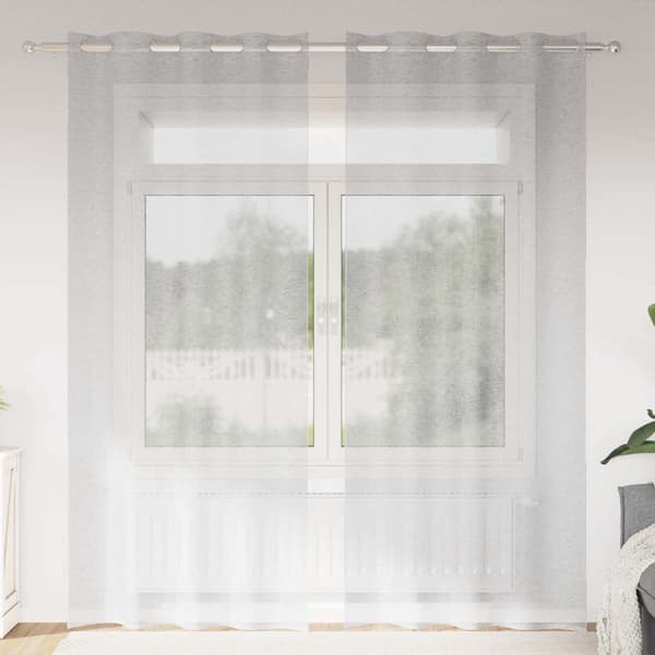 Voile Gardin 2 st Ljusgrå 245 x 140 cm Polyester