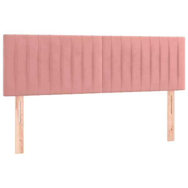 Sänggavel LED rosa 144x5x78/88 cm sammet