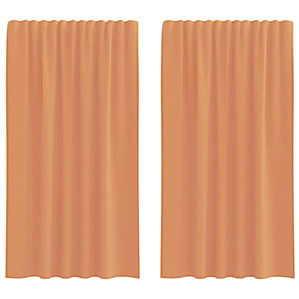 Voile gardiner med stångfickor 2 st terrakotta
