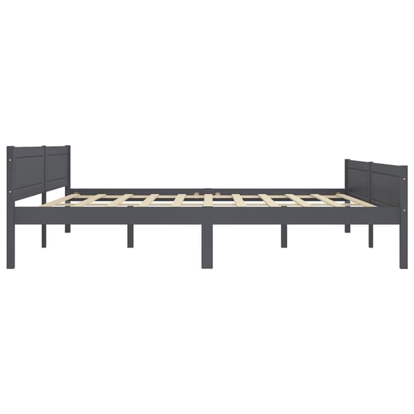 Sängram massiv furu grå 200x200 cm