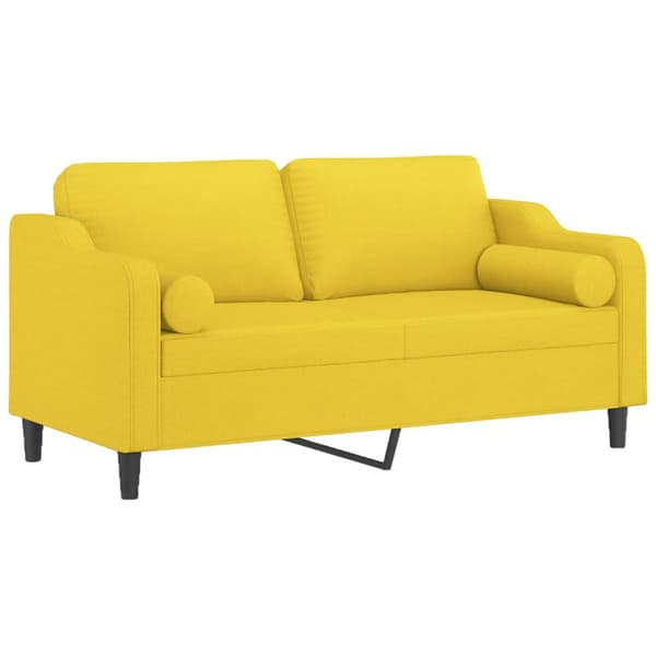 2-sits soffa med prydnadskuddar ljusgul 140 cm tyg
