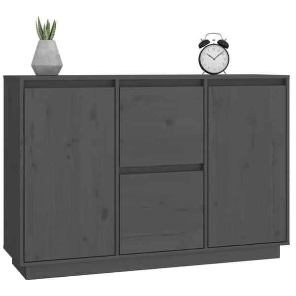 Skåp grå 111x34x75 cm massiv furu