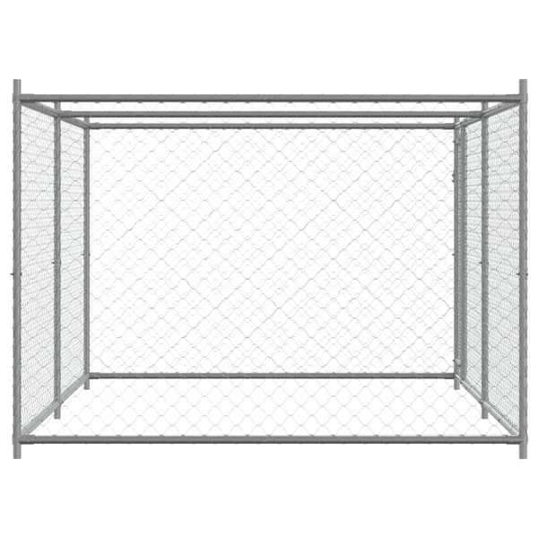 Hundgård med dörr grå 4x2x1,5 cm galvaniserat stål