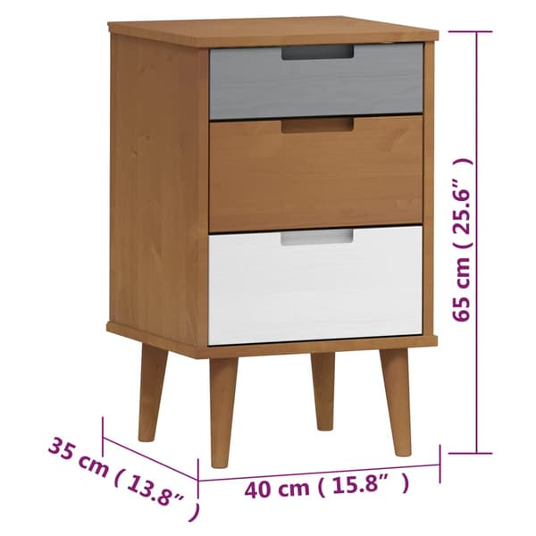 Sängbord MOLDE brun 40x35x65 cm massiv furu