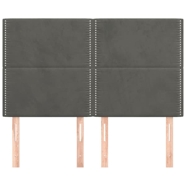 Sänggavel mörkgrå 144x5x118/128 cm sammet