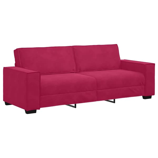 3-sitssoffa vinröd 220x78x84 cm sammet