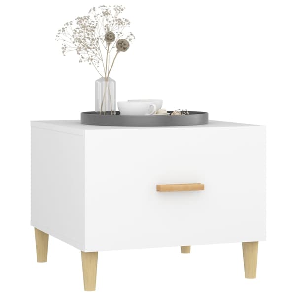 Soffbord 2 st vit 50x50x40 cm konstruerat trä