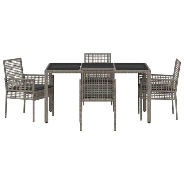 Trädgårdsmöbelset 5 pcs Grå konstrotting