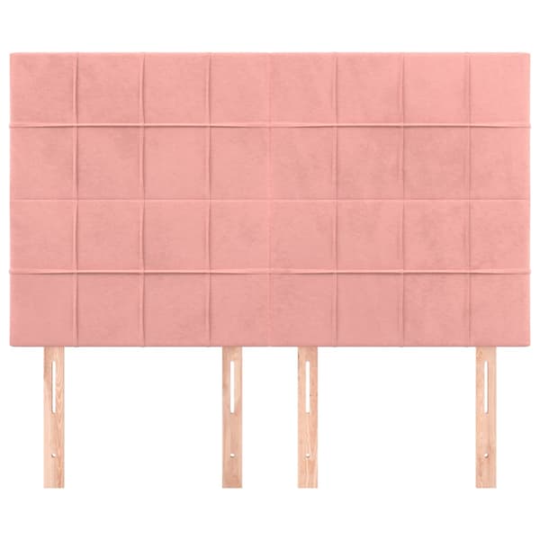 Sänggavel rosa 144x5x118/128 cm sammet