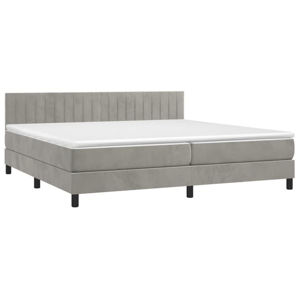 Ramsäng med madrass ljusgrå 200x200 cm sammet