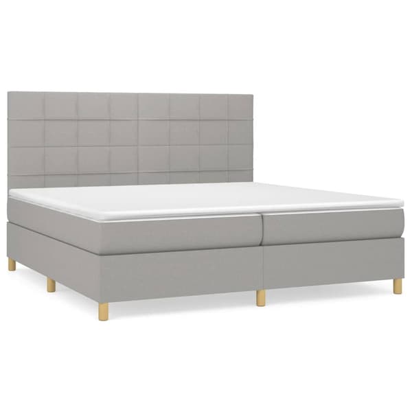Ramsäng med madrass ljusgrå 200x200 cm tyg