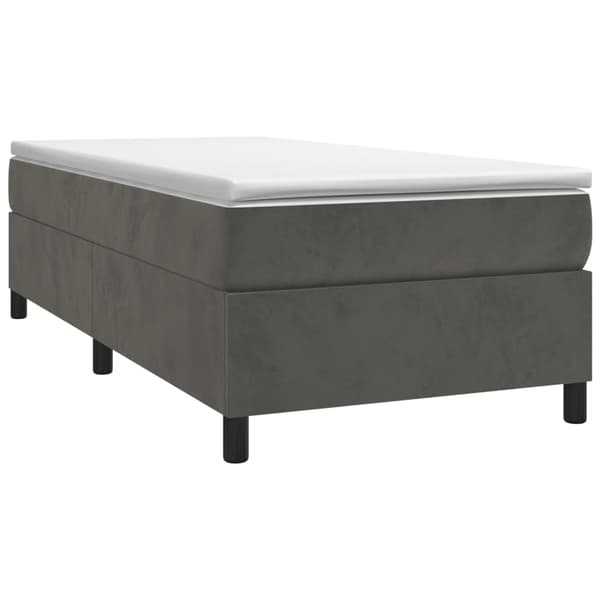 Ramsäng med madrass mörkgrå 100x200 cm sammet