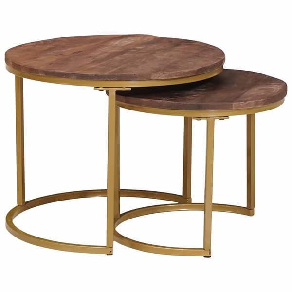 Nesting Kaffe Bord 2 pcs Mörkbrun Massivt Mangoträ och stål